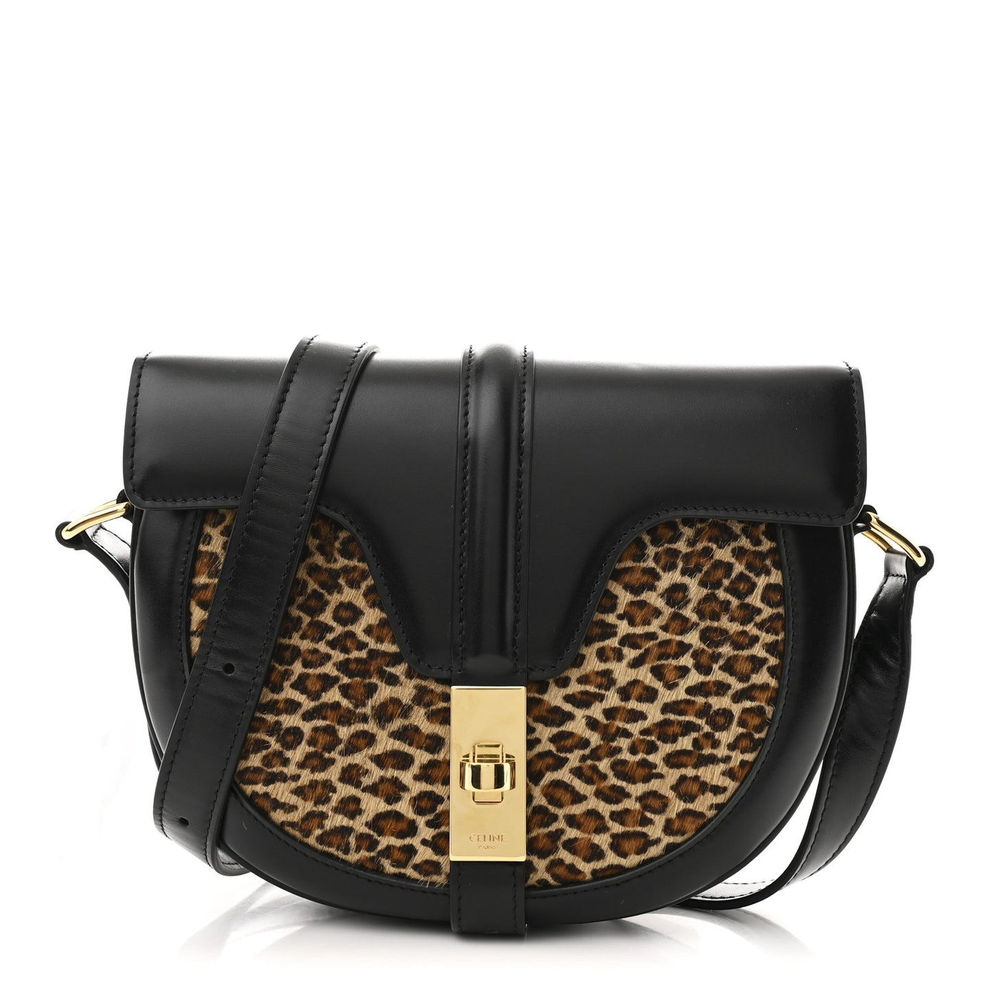 Pony Hair Calfskin Leopard Print Besace 16 Black Naturals