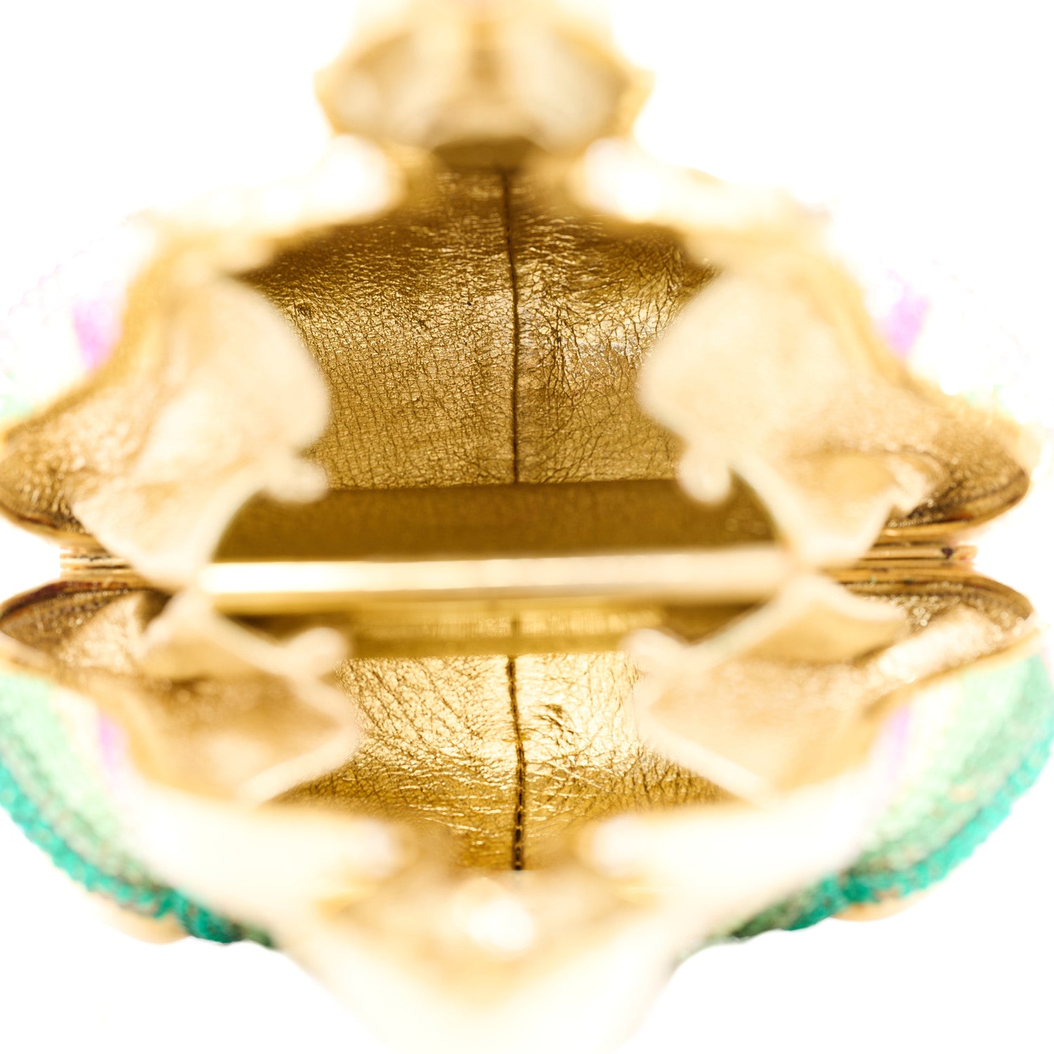 Judith Leiber Swarovski Crystal Buddha Minaudiere Clutch Gold 6 of 16