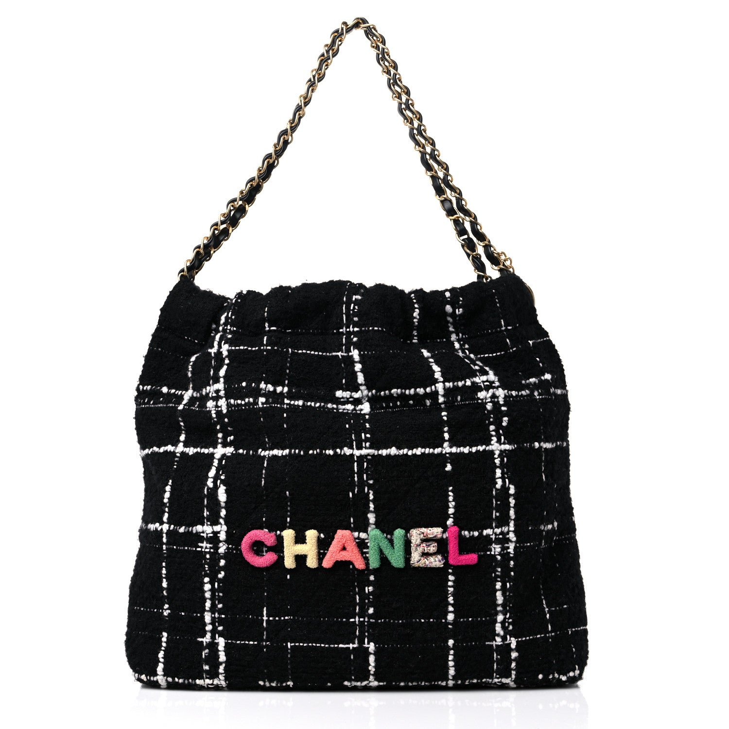 Chanel Wool Tweed Quilted Chanel 22 Black Multicolor 3 of 10