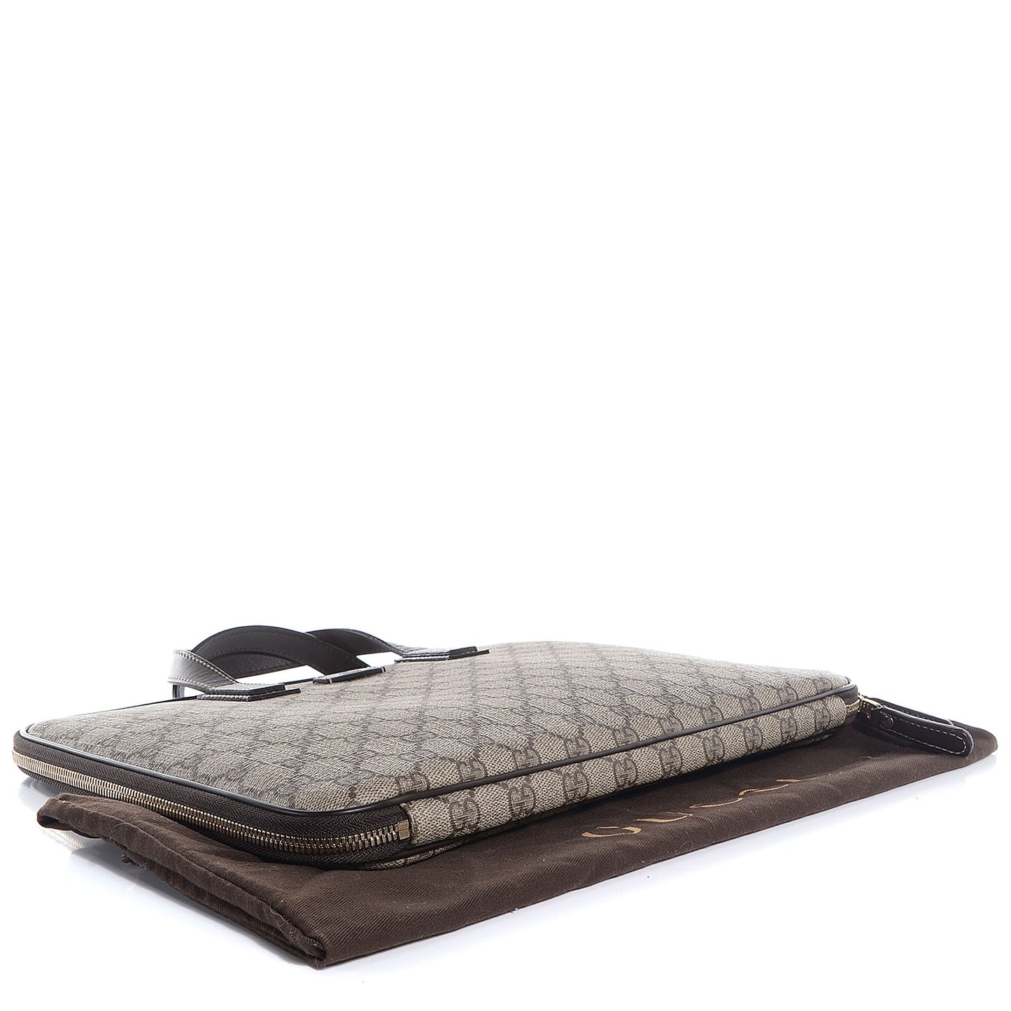 GG Plus Monogram Sellieria Calfskin Medium Joy Computer Case Beige Ebony Cocoa