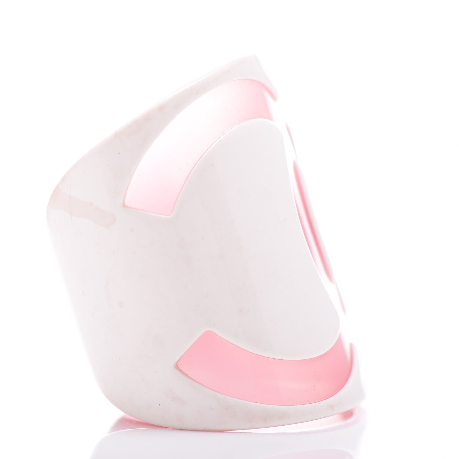 Chanel Resin CC Wide Cuff White Pink 3 of 8