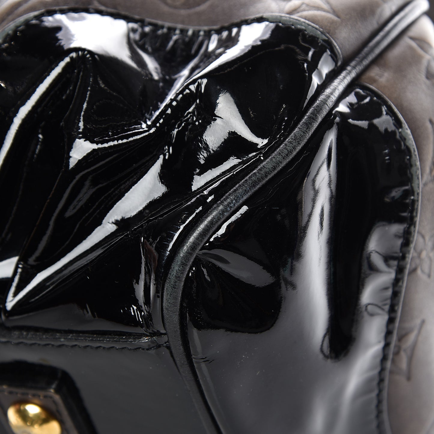 Cuir Patent Embossed Monogram Stephen Bag Grey