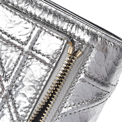 Christian Dior Ceramic Effect Deerskin Cannage Diorama Elancee Wallet Silver 12 of 12