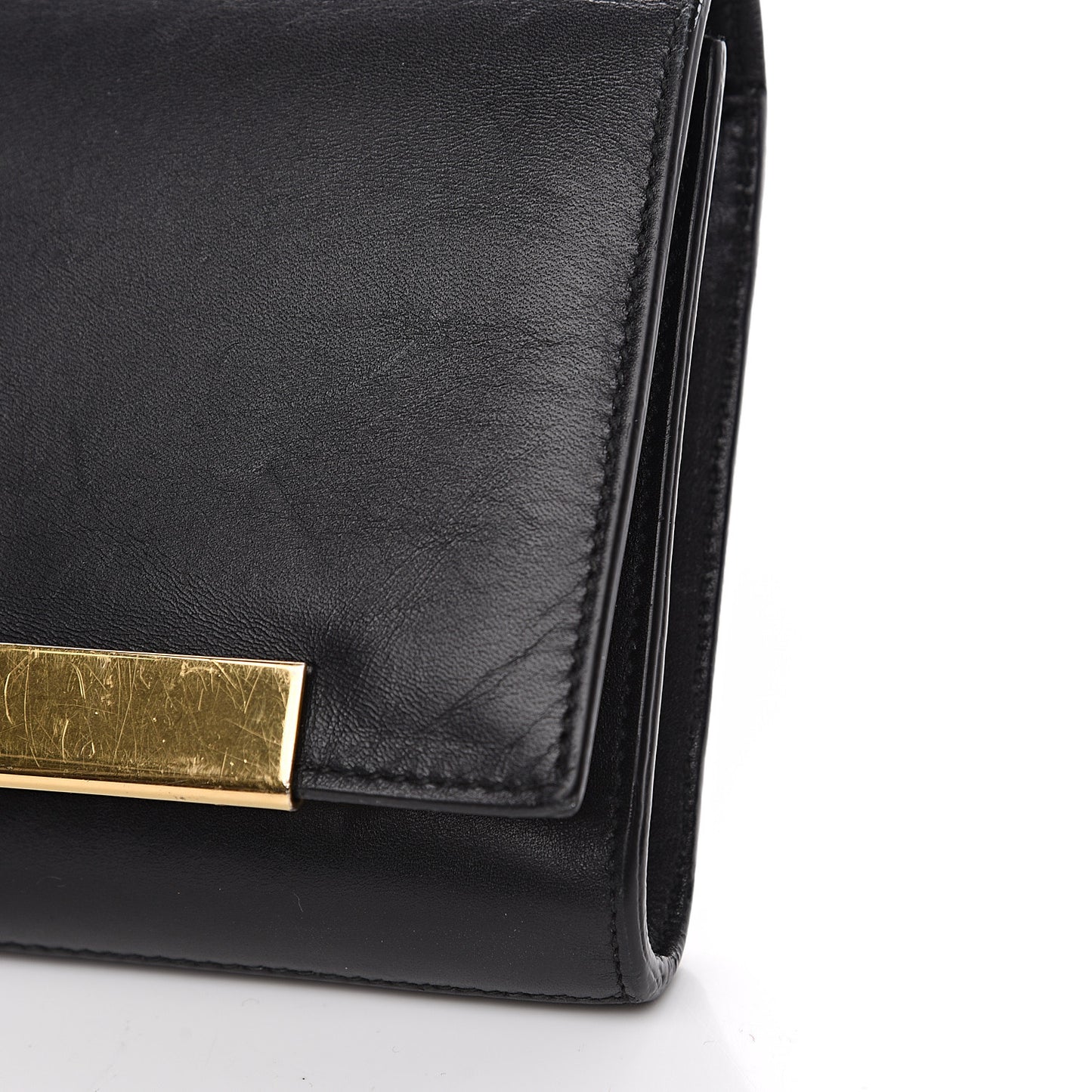 Calfskin Lutetia Flap Clutch Black