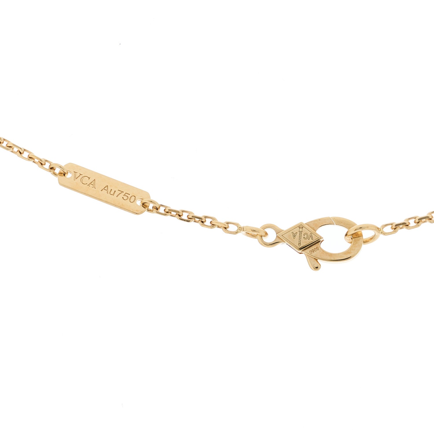 Van Cleef & Arpels 18K Yellow Gold Tiger Eye Vintage Alhambra Pendant Necklace 5 of 6