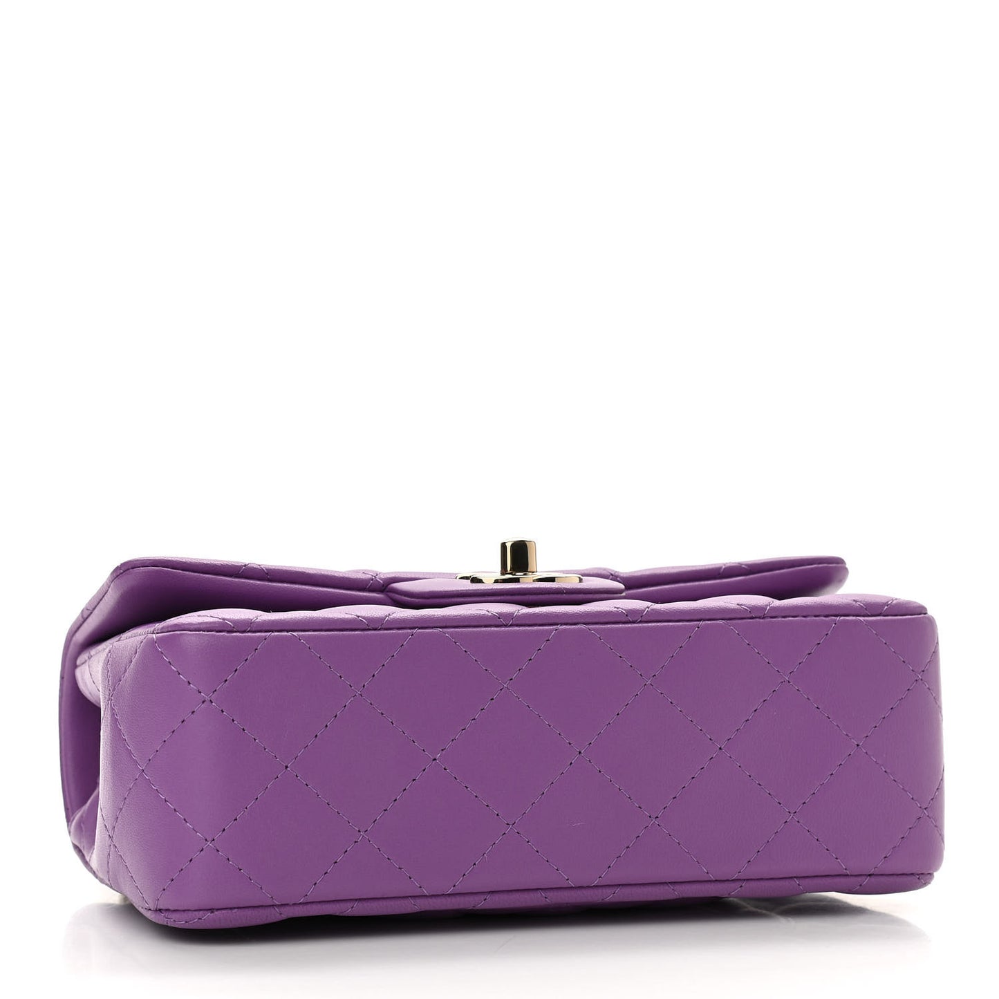 Lambskin Quilted Mini Rectangular Flap Purple