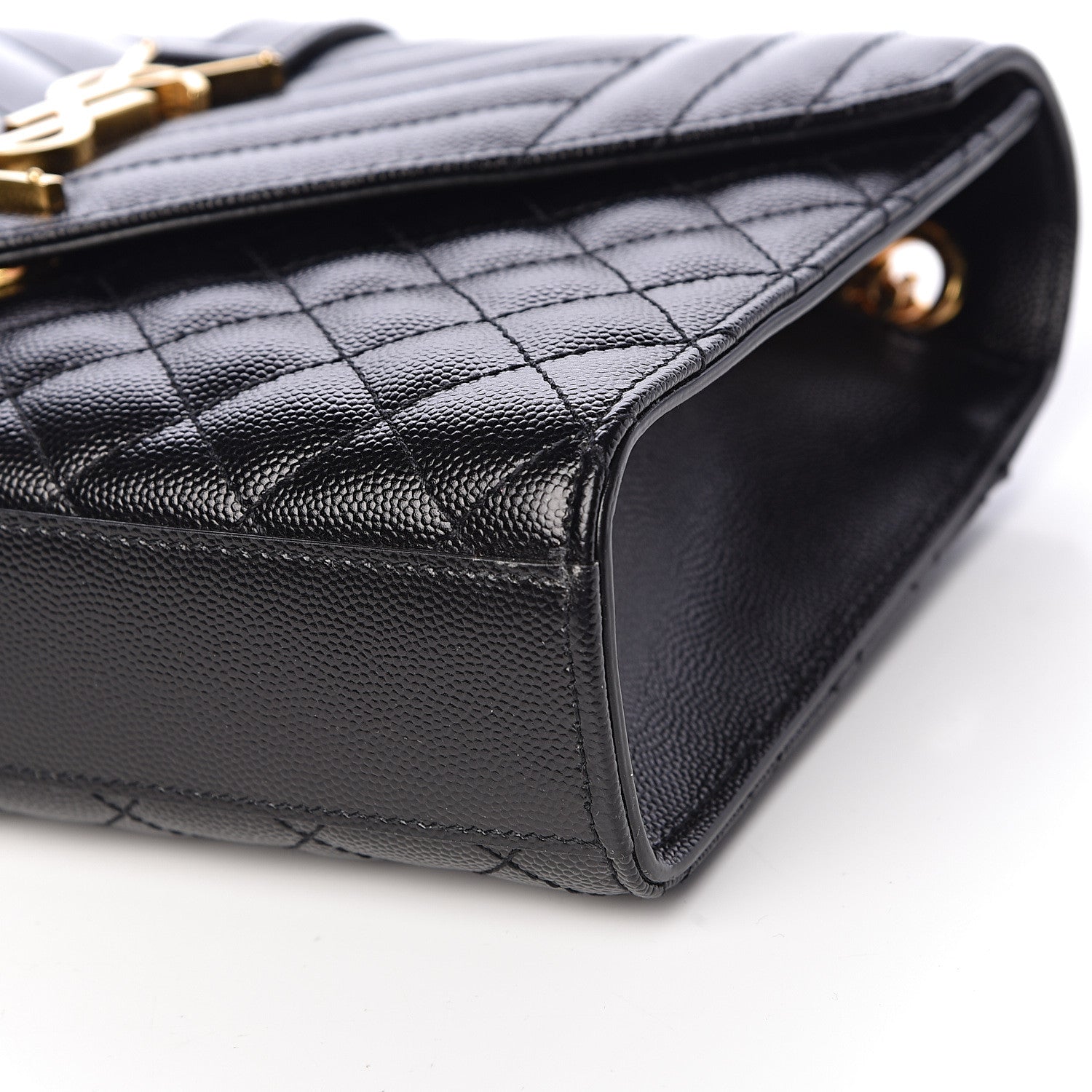 Saint Laurent Grain De Poudre Textured Mixed Matelasse Triquilt Medium Monogram Satchel Black 9 of 10