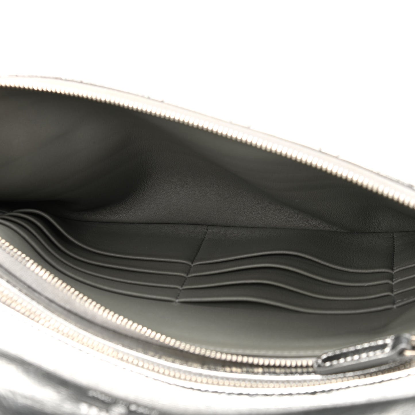Metallic Crumpled Calfskin Small 31 Pouch Silver