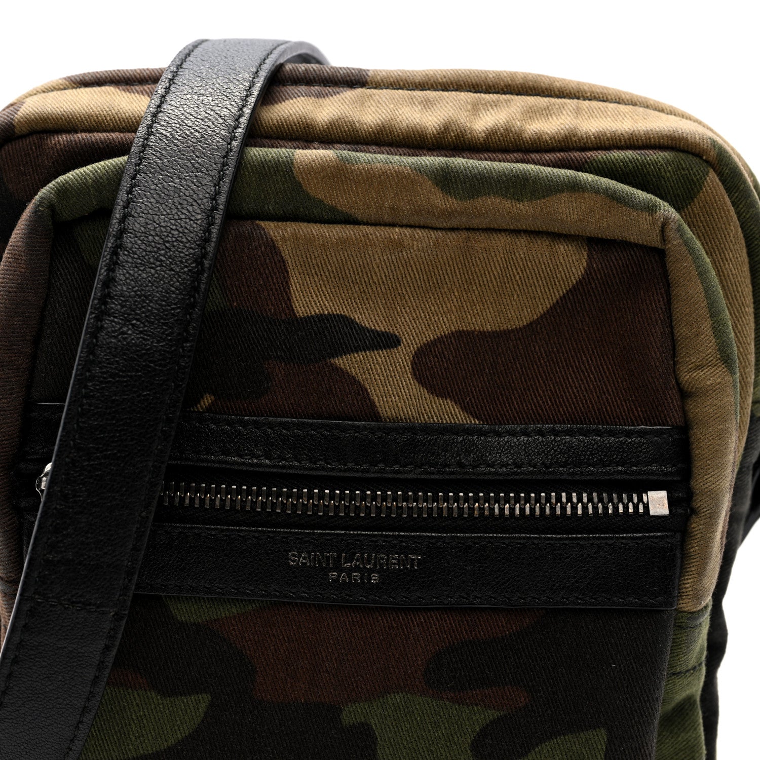 Saint Laurent Canvas Calfskin Camouflage Sid Messenger Bag Green 8 of 10