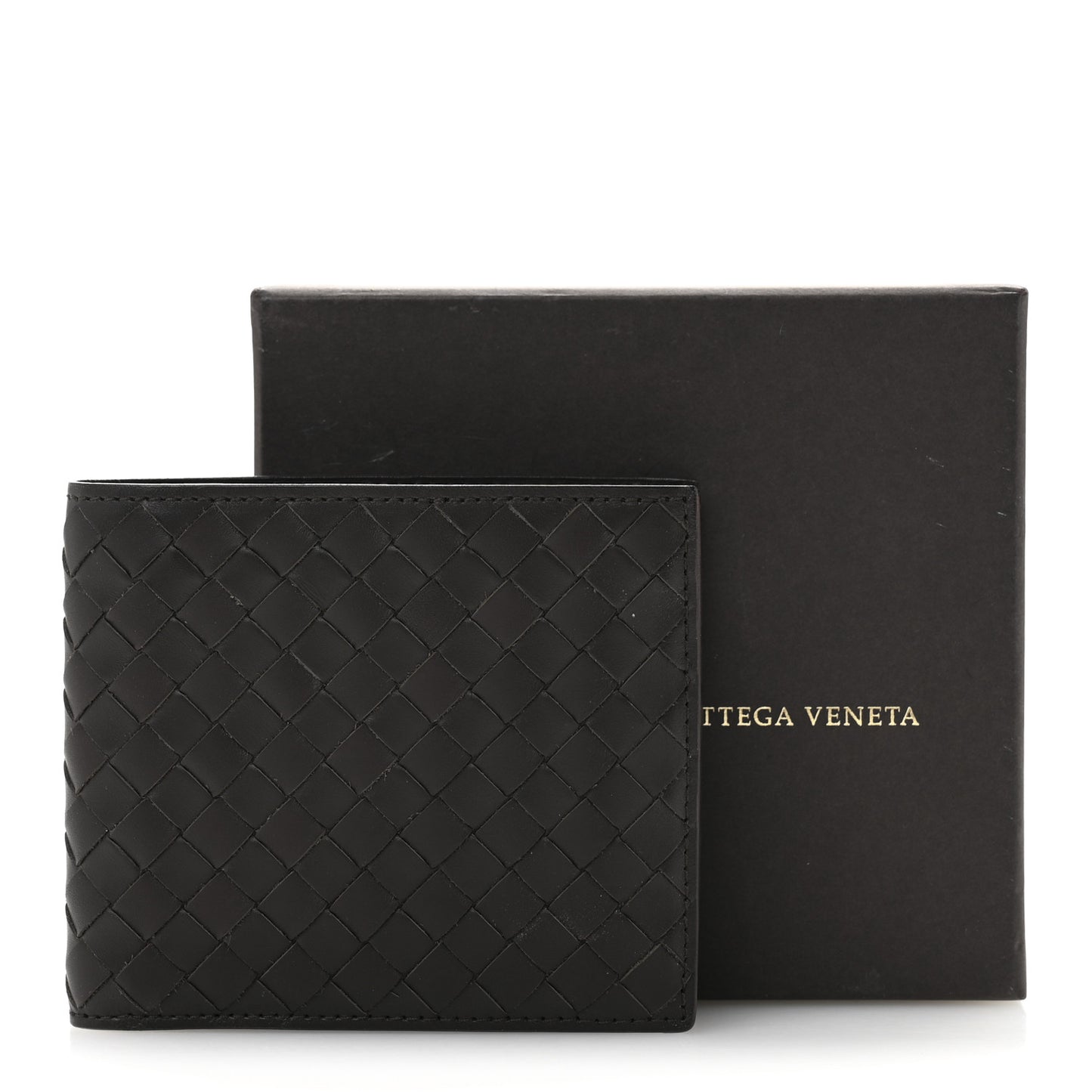 Nappa Intrecciato Bi-Fold Wallet Ebano
