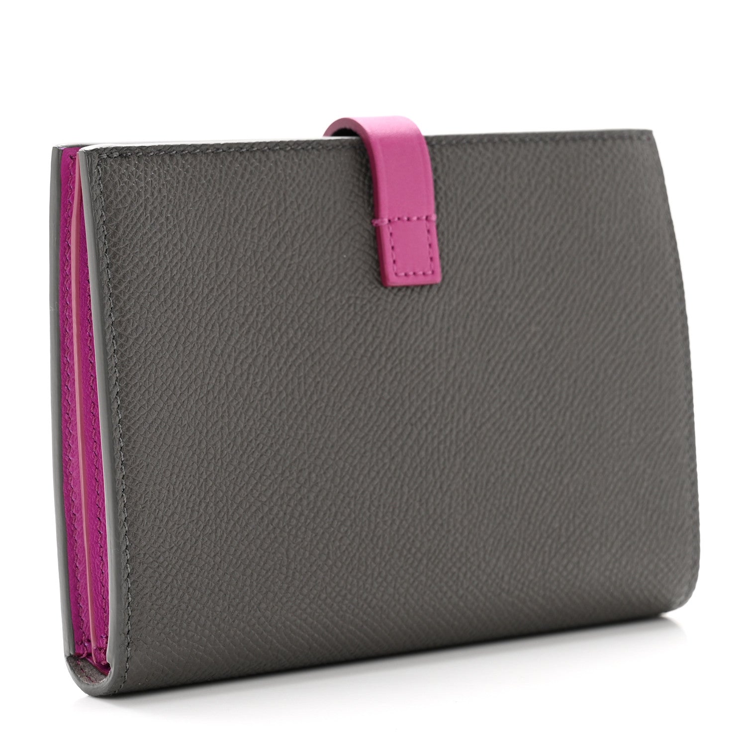 Celine Grained Calfskin Medium Multifunction Strap Wallet Grey Magenta 3 of 6