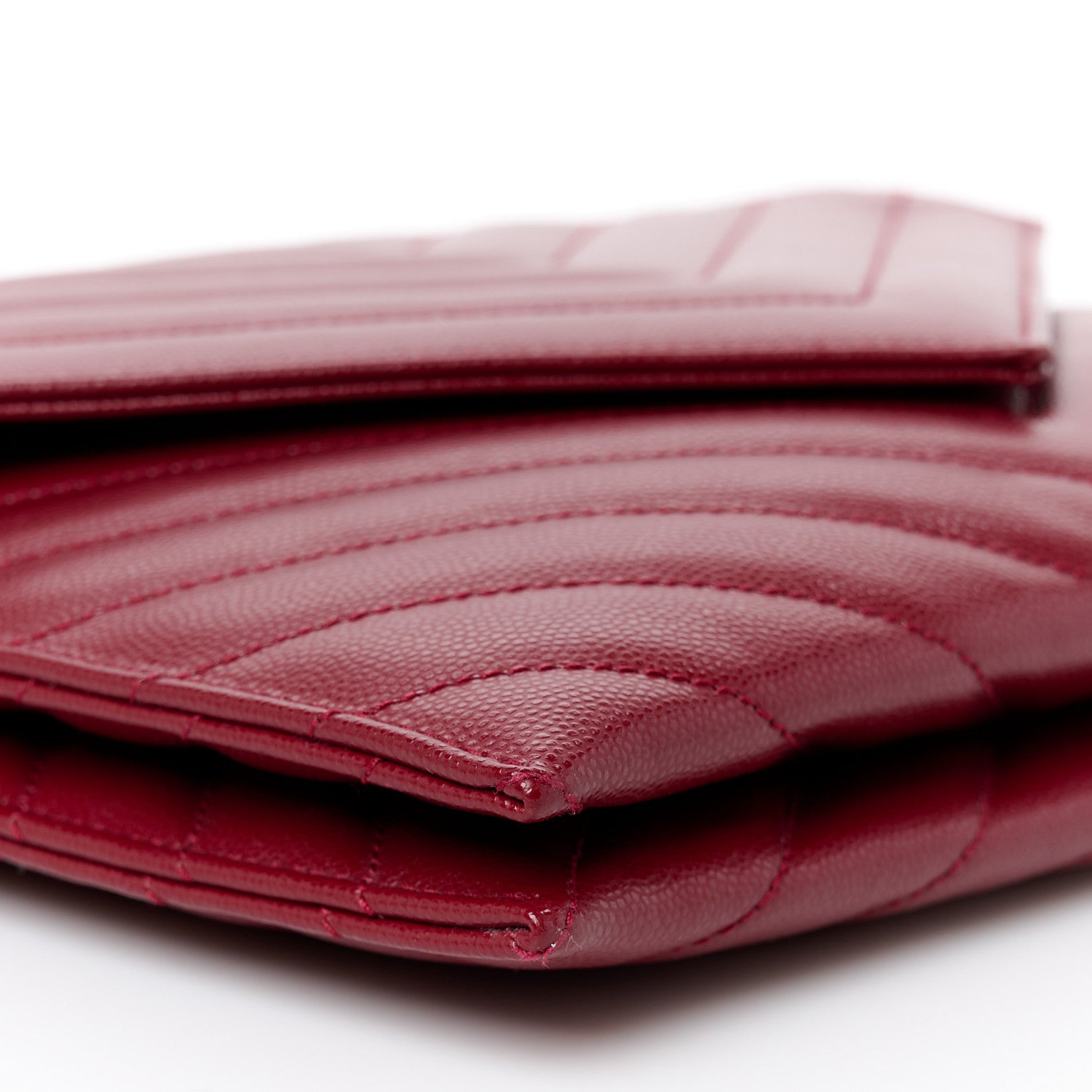 Saint Laurent Grain De Poudre Matelasse Tribeca Chain Wallet Amaretto 12 of 13
