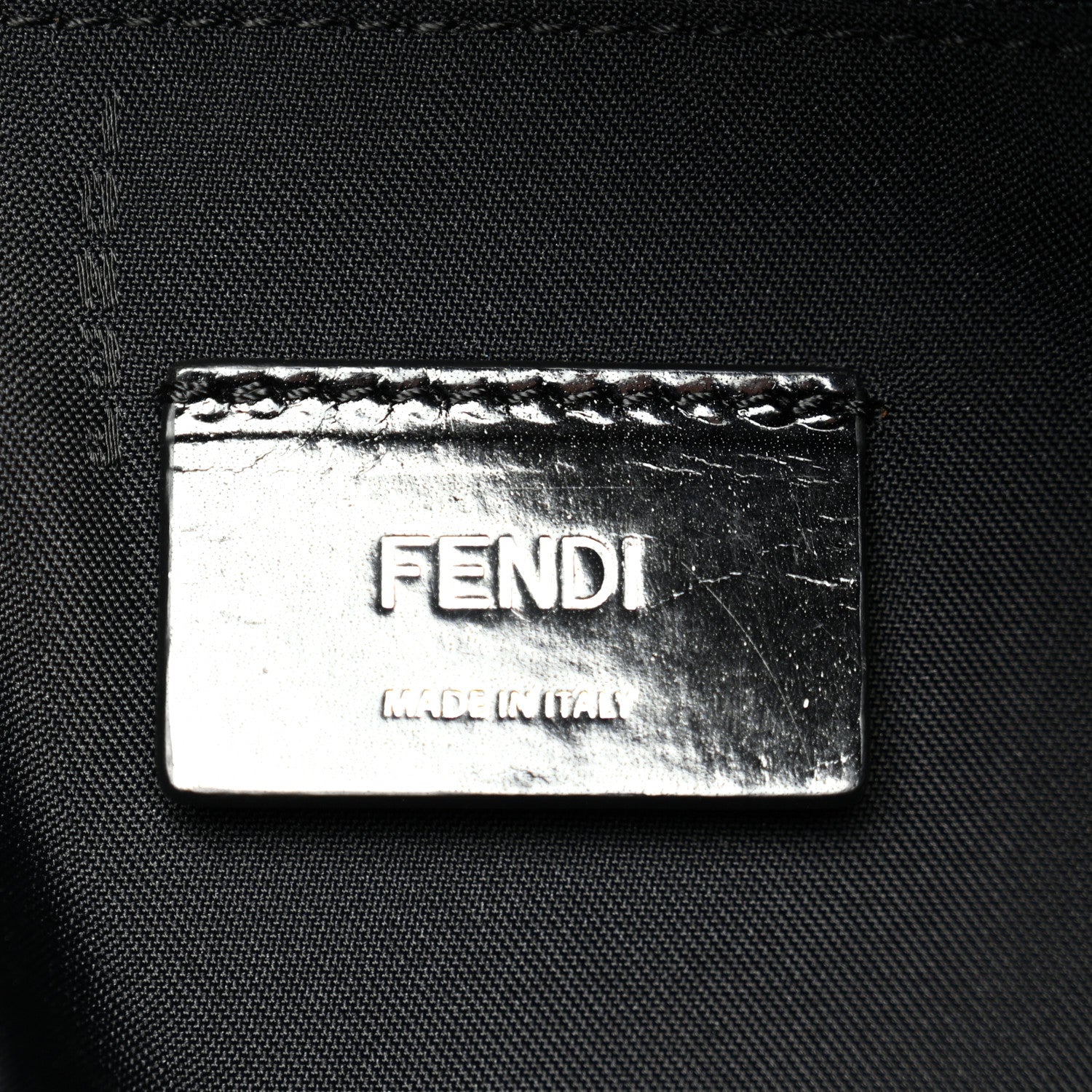 Fendi Nylon Shearling Block Letter Backpack Black 6 of 10