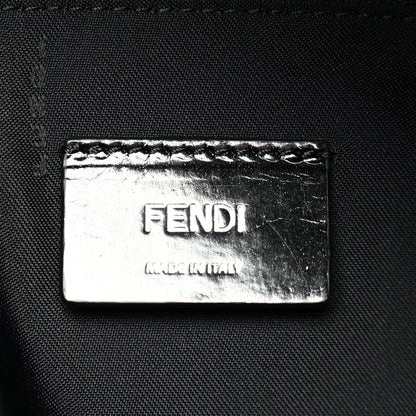 Fendi Nylon Shearling Block Letter Backpack Black 6 of 10