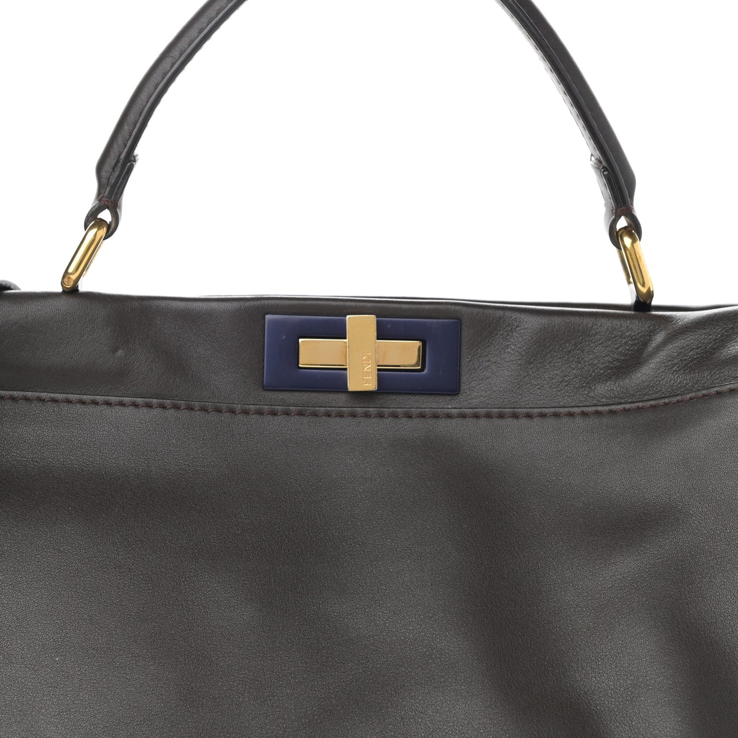 Vitello Dolce Marmol Large Peekaboo Iconic Satchel Ebano Blu Scuro