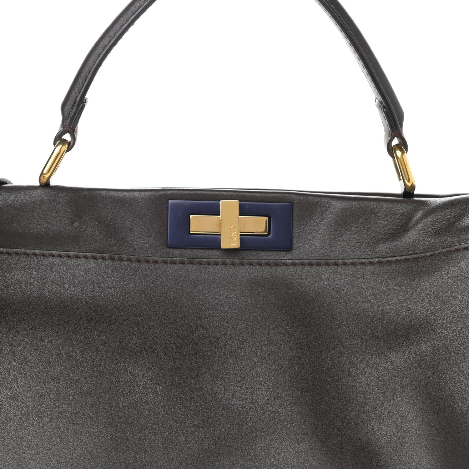 Fendi Vitello Dolce Marmol Large Peekaboo Iconic Satchel Ebano Blu Scuro 9 of 16