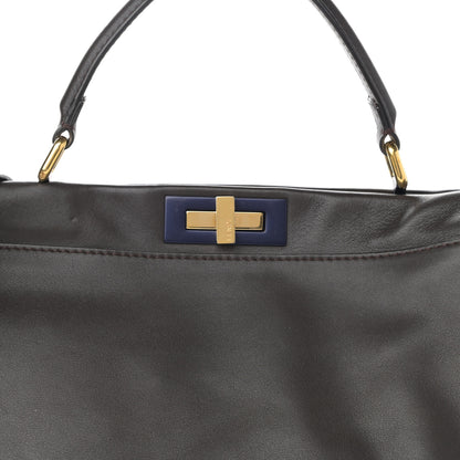 Fendi Vitello Dolce Marmol Large Peekaboo Iconic Satchel Ebano Blu Scuro 9 of 16