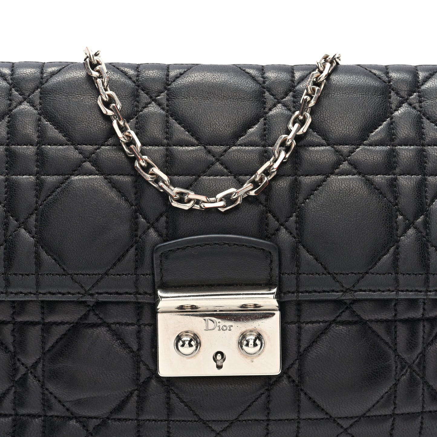 Lambskin Cannage Miss Dior Promenade Pouch Black