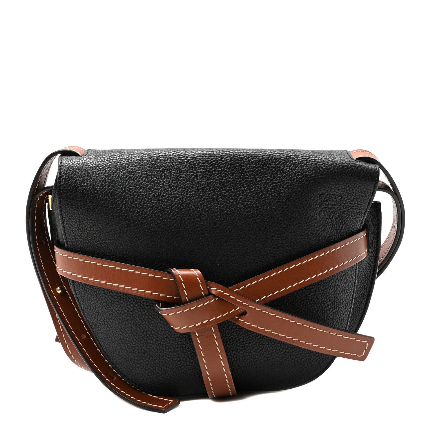 Loewe Grained Calfskin Small Gate Crossbody Bag Pecan Black 1 of 9