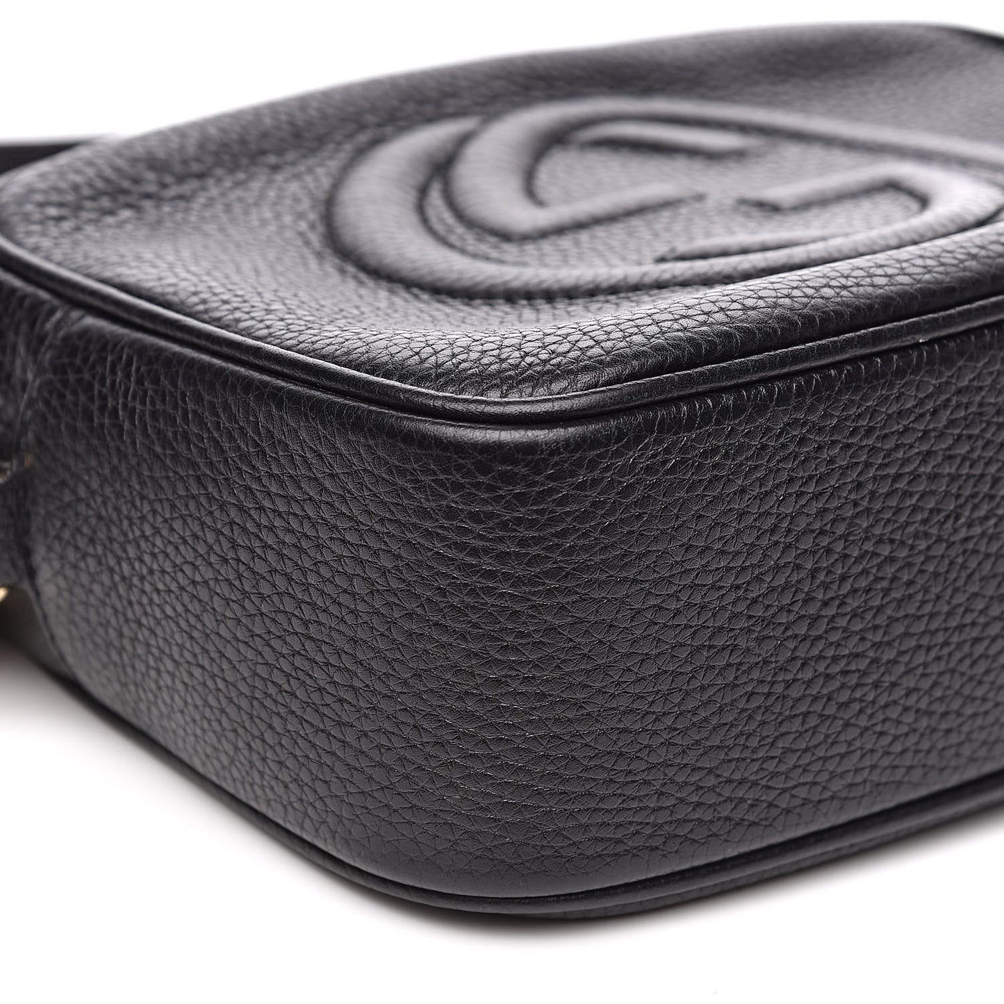 Pebbled Calfskin Small Soho Disco Bag Black