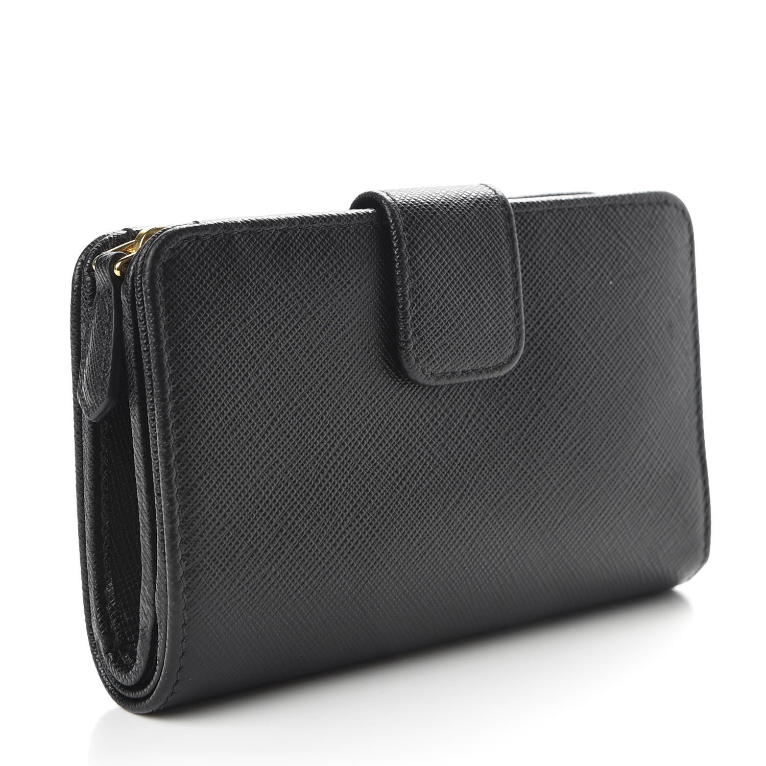 Prada Saffiano Metal Compact Wallet Black 3 of 8