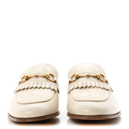 Gucci Calfskin Horsebit Fringe Mens Jordaan Loafers 10.5 Ivory 3 of 9