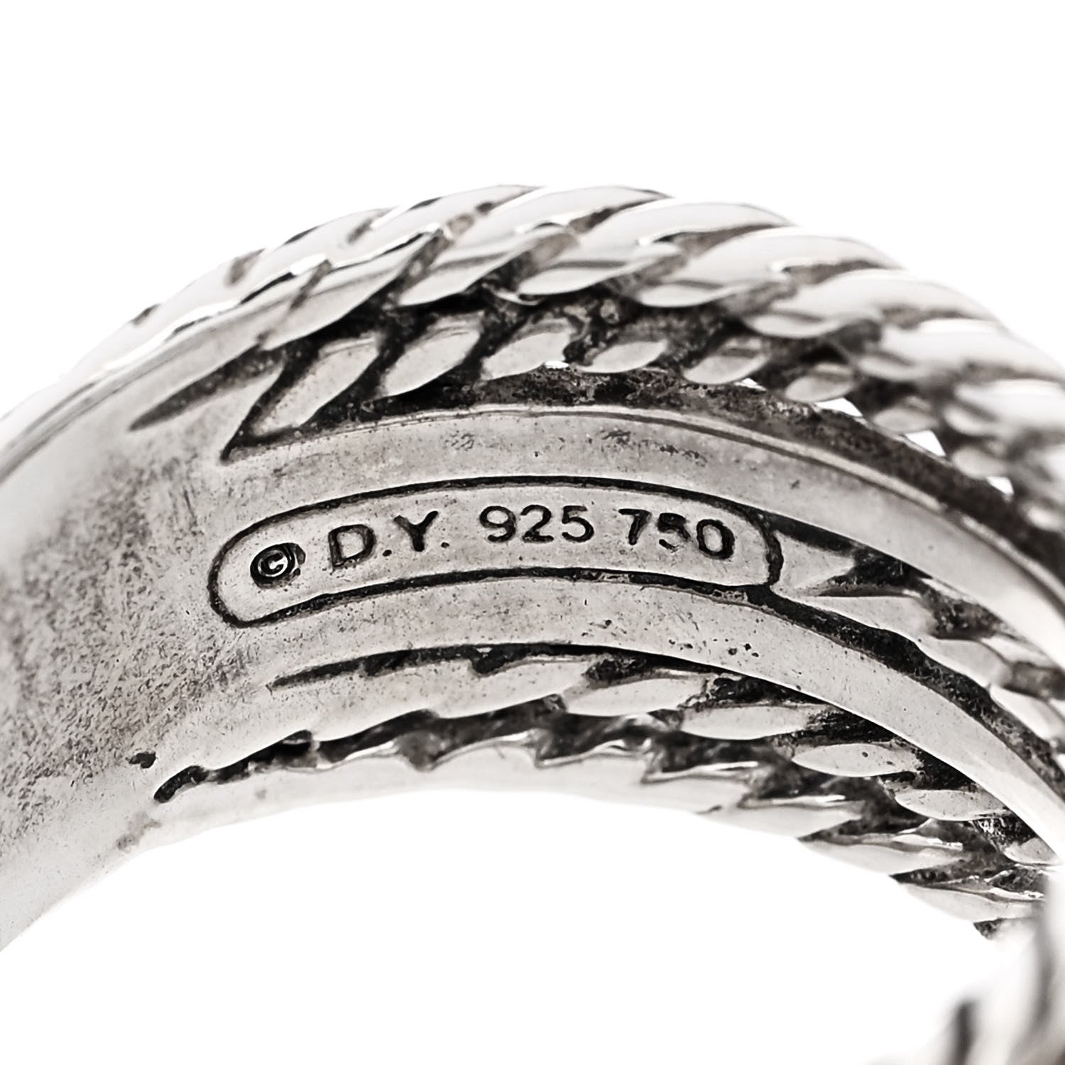 David Yurman Sterling Silver 18K Yellow Gold Double X Crossover Ring 55 7.25 4 of 4