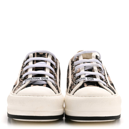 Christian Dior Canvas Embroidered Plan De Paris Womens Walk'N'Dior Platform Sneakers 37.5 Natural Black 3 of 10