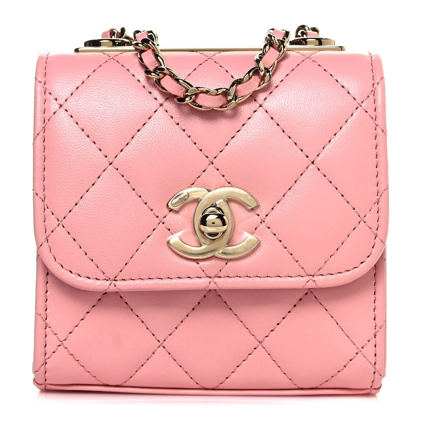Lambskin Quilted Mini Trendy CC Clutch With Chain Pink