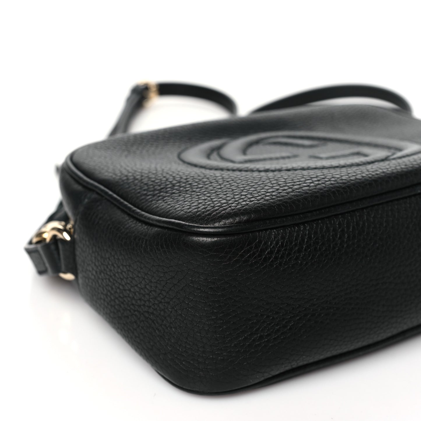 Pebbled Calfskin Small Soho Disco Bag Black