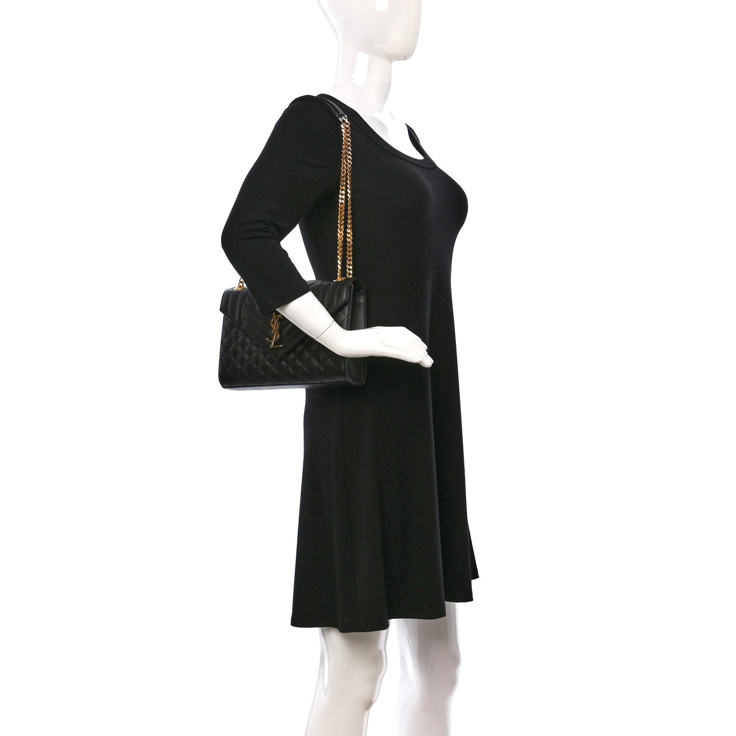 Grain De Poudre Textured Mixed Matelasse Triquilt Medium Monogram Satchel Black