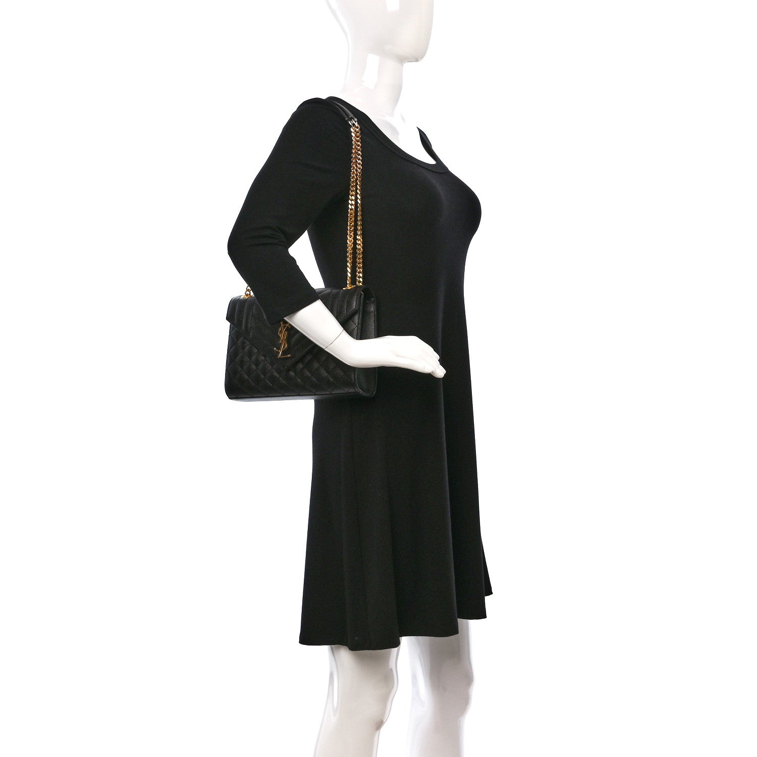 Saint Laurent Grain De Poudre Textured Mixed Matelasse Triquilt Medium Monogram Satchel Black 2 of 8
