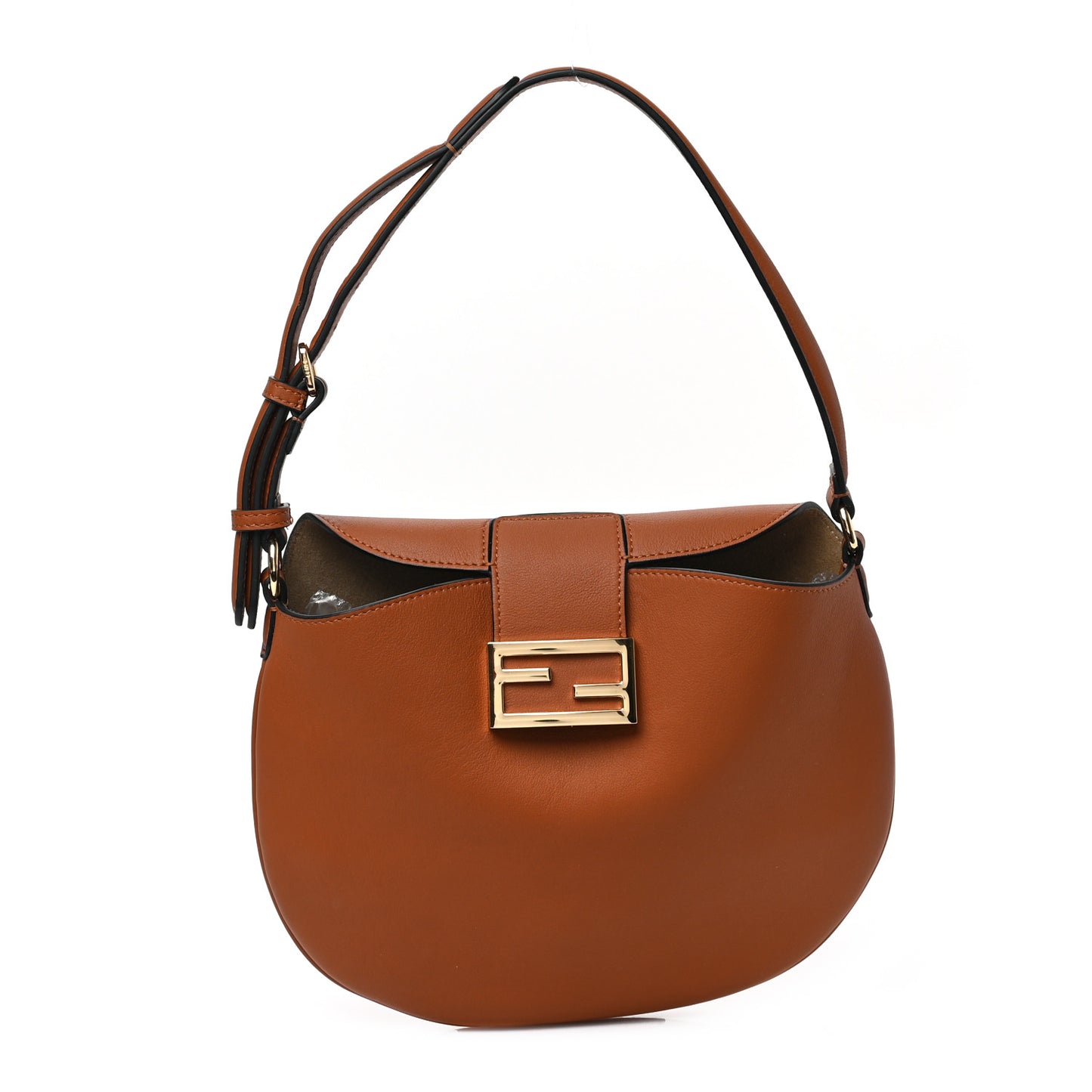 Vitello Grace Suede Small Croissant Hobo Brandy