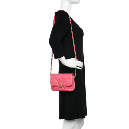 Chanel Lambskin Plexiglass Quilted Coco Love Mini Flap Pink 2 of 12