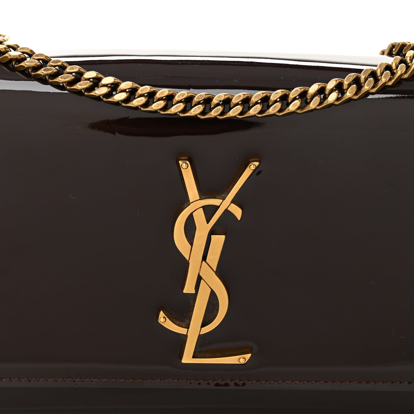 Patent Small Monogram Kate Satchel Spicy Chocolate