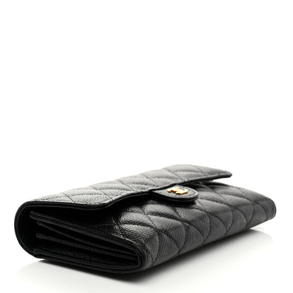 Chanel Caviar Quilted Large Gusset Flap Wallet Black 4 of 9