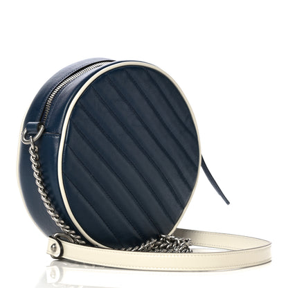 Gucci Azalea Calfskin Matelasse Diagonal Mini Torchon GG Marmont Round Shoulder Bag Blue Agata Mystic White 3 of 12