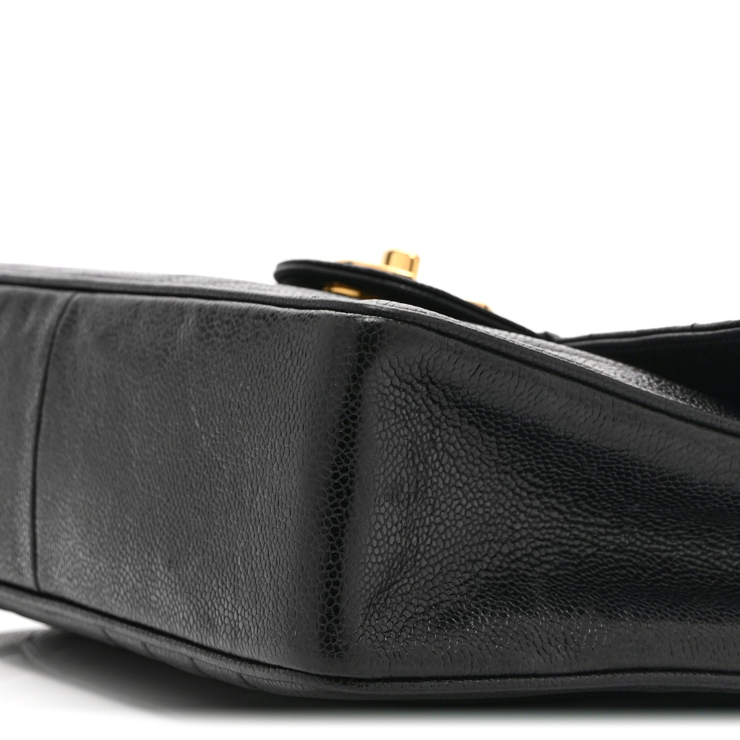 Caviar Vertical Quilted Jumbo Single Flap Black