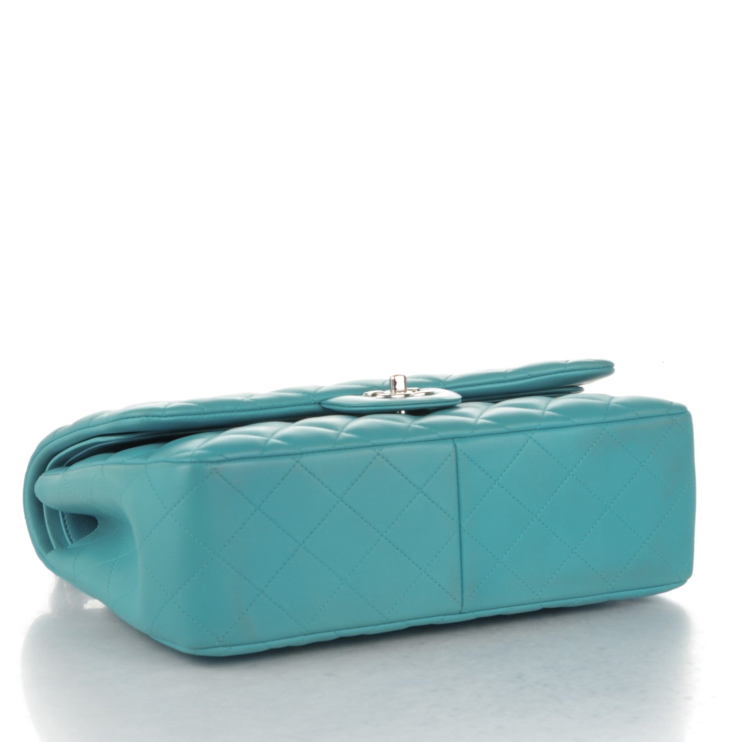 Chanel Lambskin Quilted Jumbo Double Flap Turquoise 4 of 8