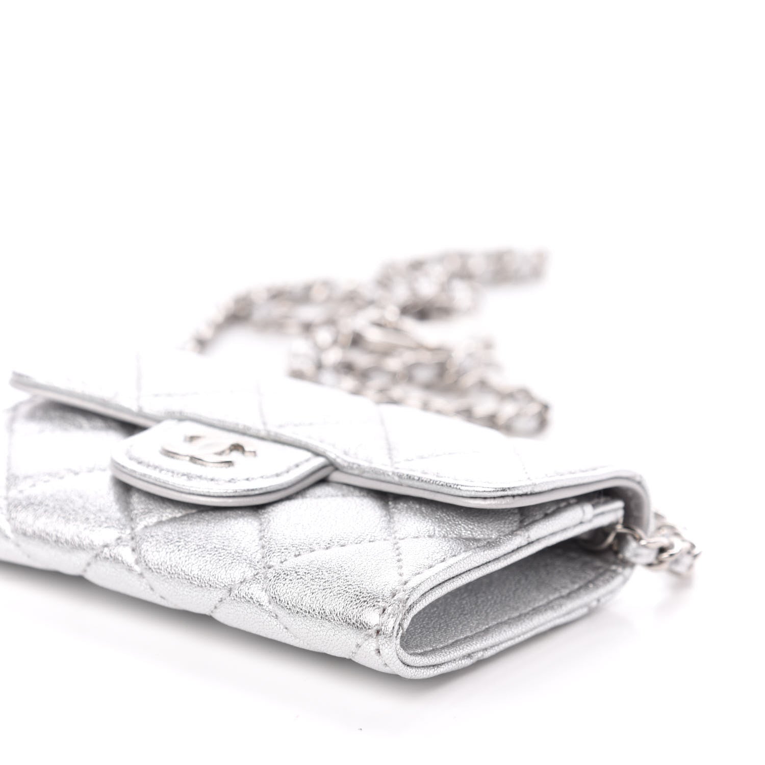 Chanel Metallic Lambskin Quilted Belt Bag Silver 10 of 12