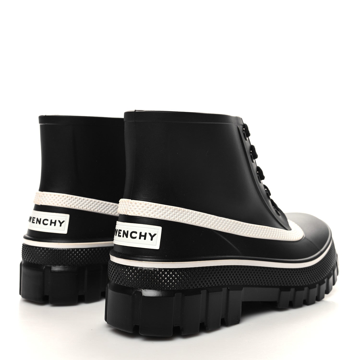Givenchy Rubber Lug Sole Lace Up Ankle Boots 40 Black White 4 of 8