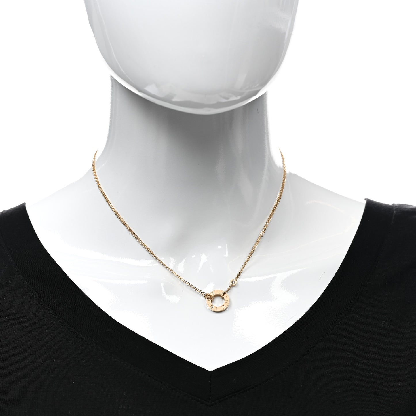 18K Yellow Gold 2 Diamond LOVE Necklace