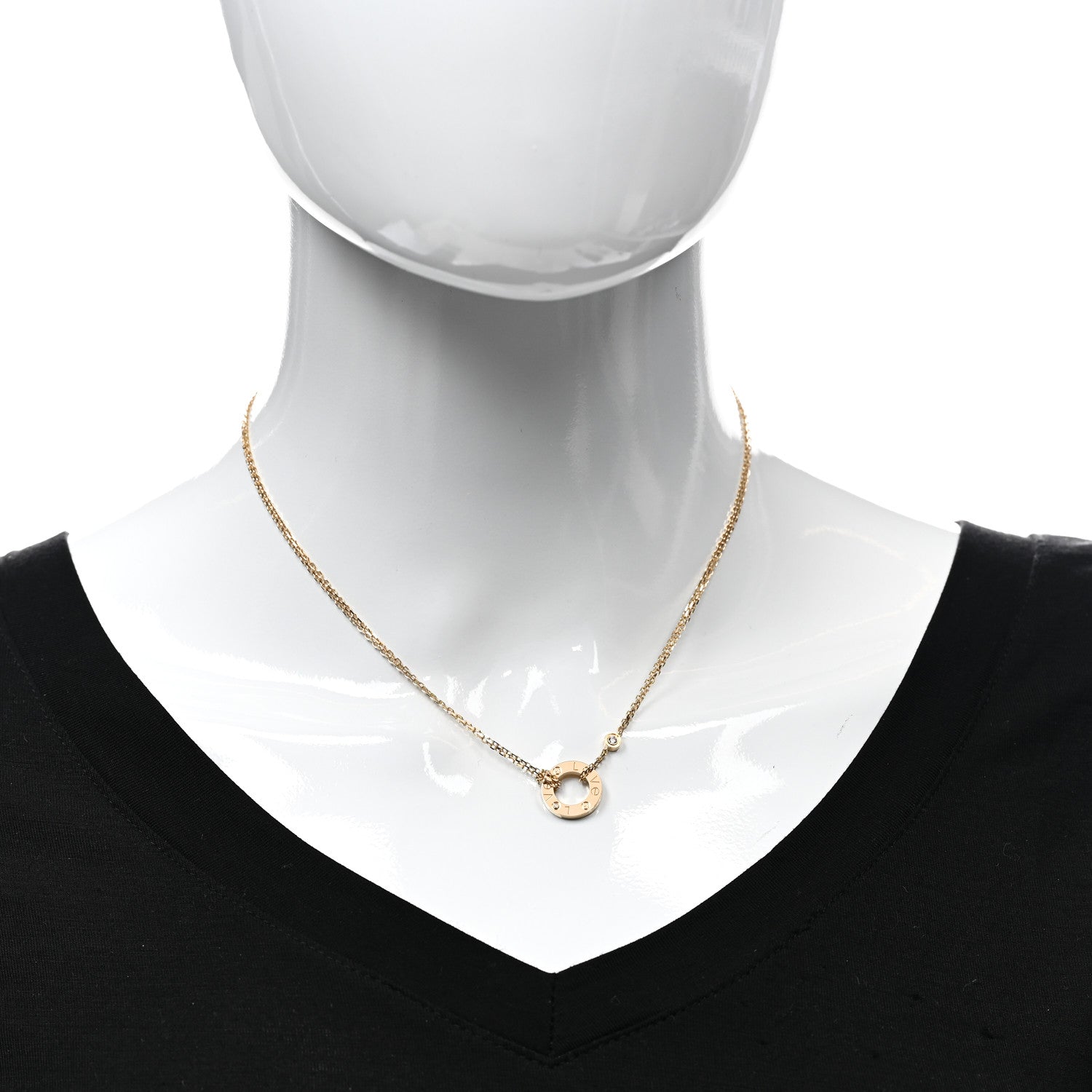 Cartier 18K Yellow Gold 2 Diamond LOVE Necklace 2 of 6