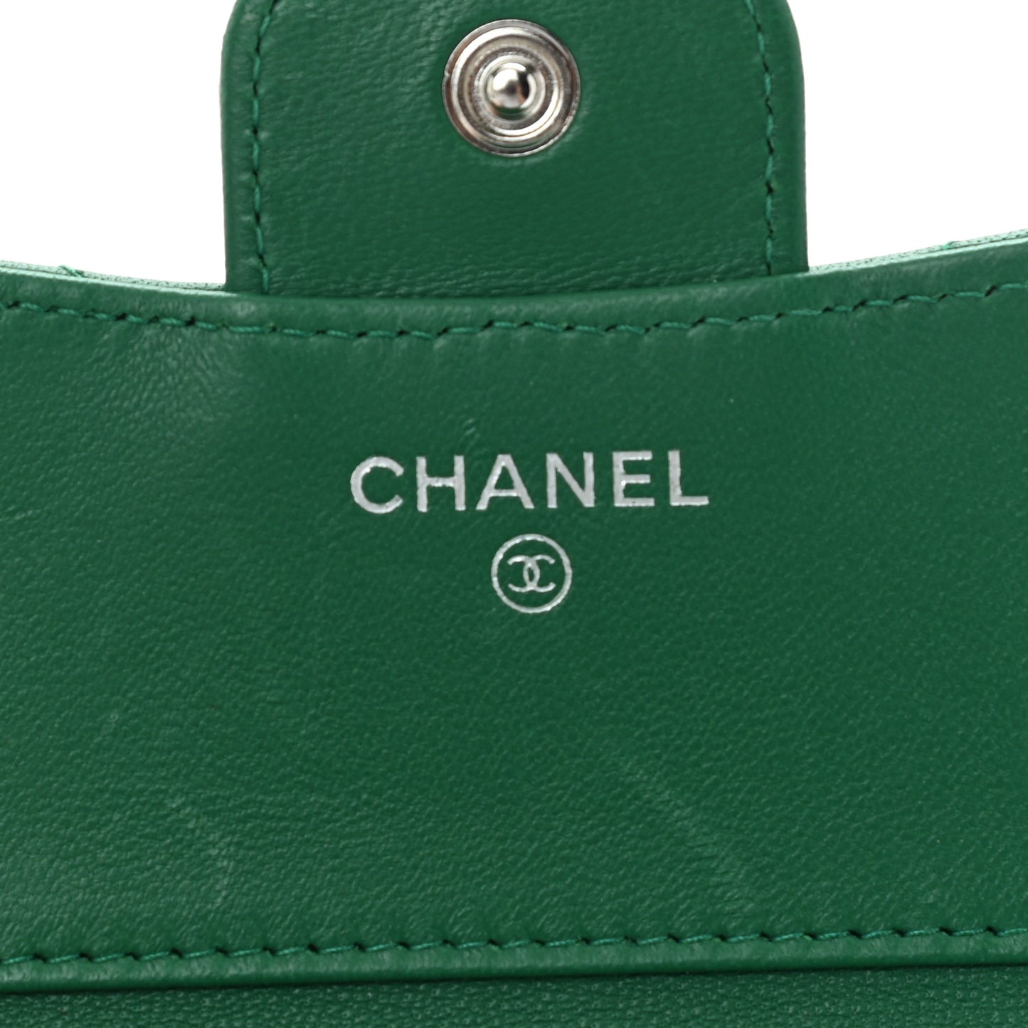 Lambskin Quilted Compact Flap Wallet Green