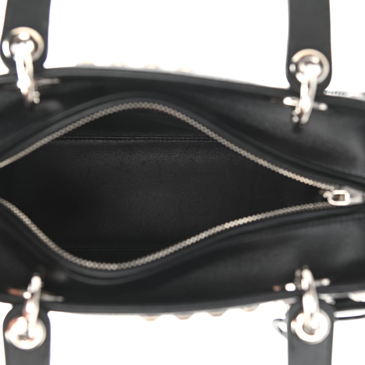 Calfskin Studded Medium Lady Dior Black