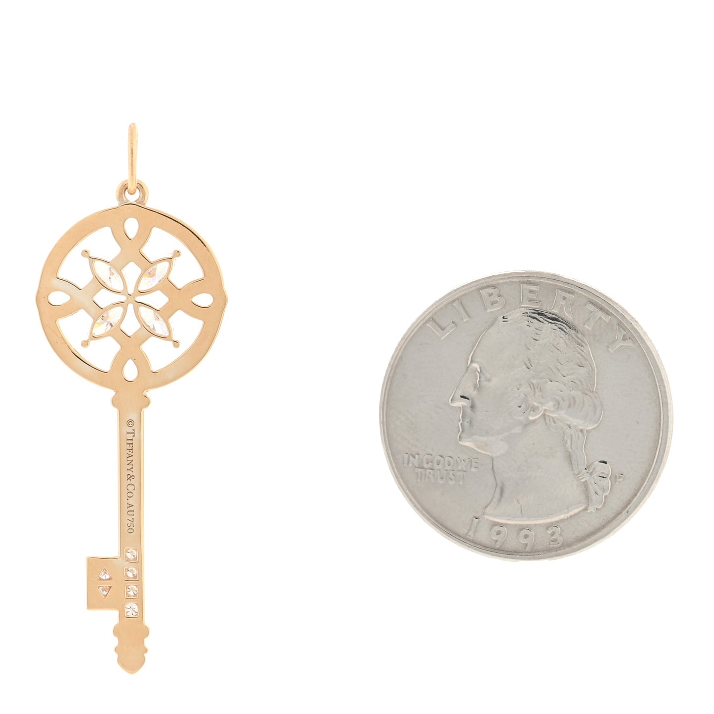 18K Rose Gold Diamond Victoria Round Key Pendant