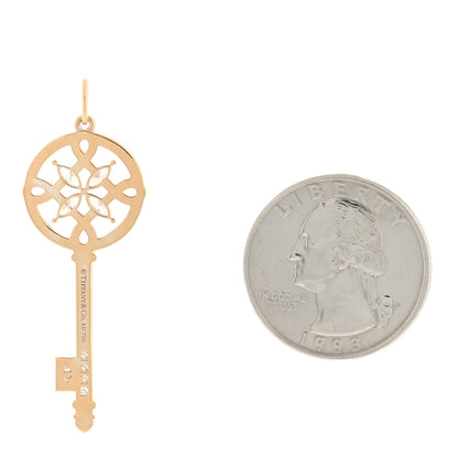 Tiffany 18K Rose Gold Diamond Victoria Round Key Pendant 2 of 3
