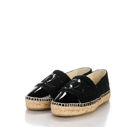 Chanel Fabric Patent Calfskin CC Espadrilles 36 Black 3 of 7