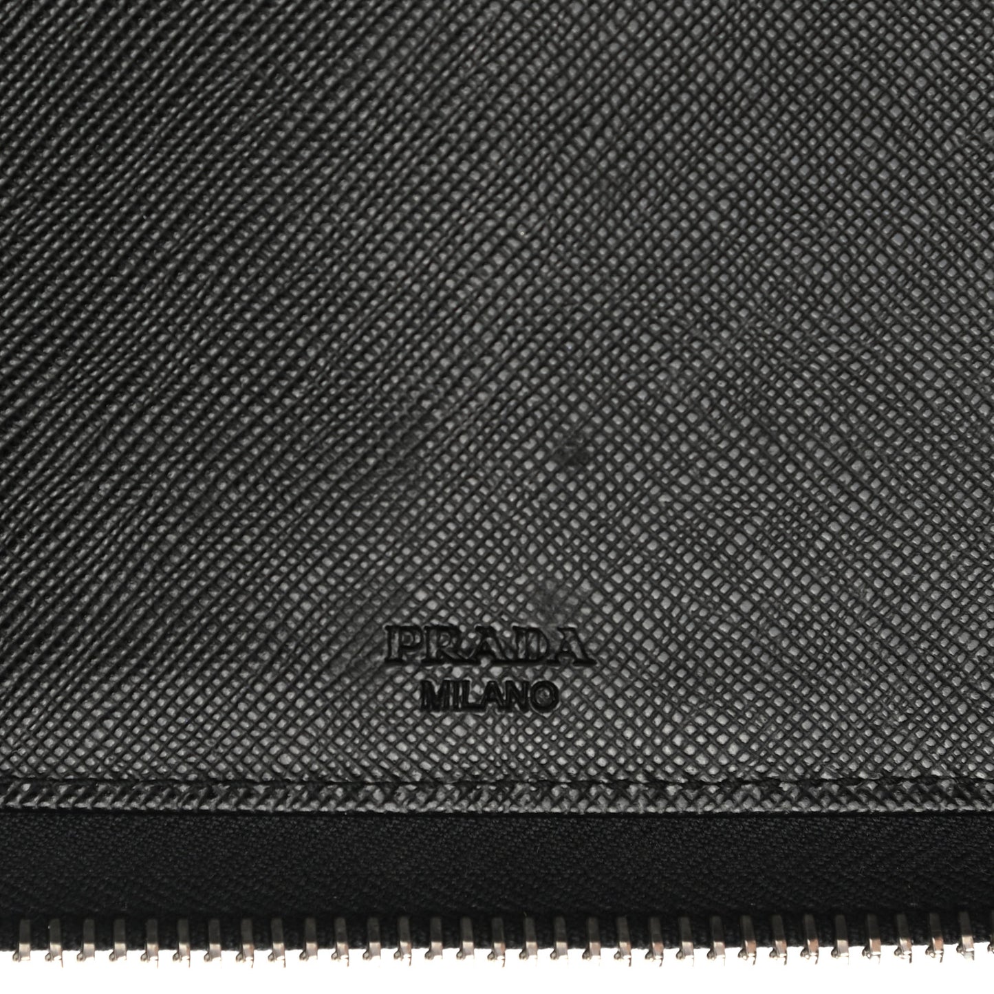 Saffiano Triangle Zip Around Wallet Black
