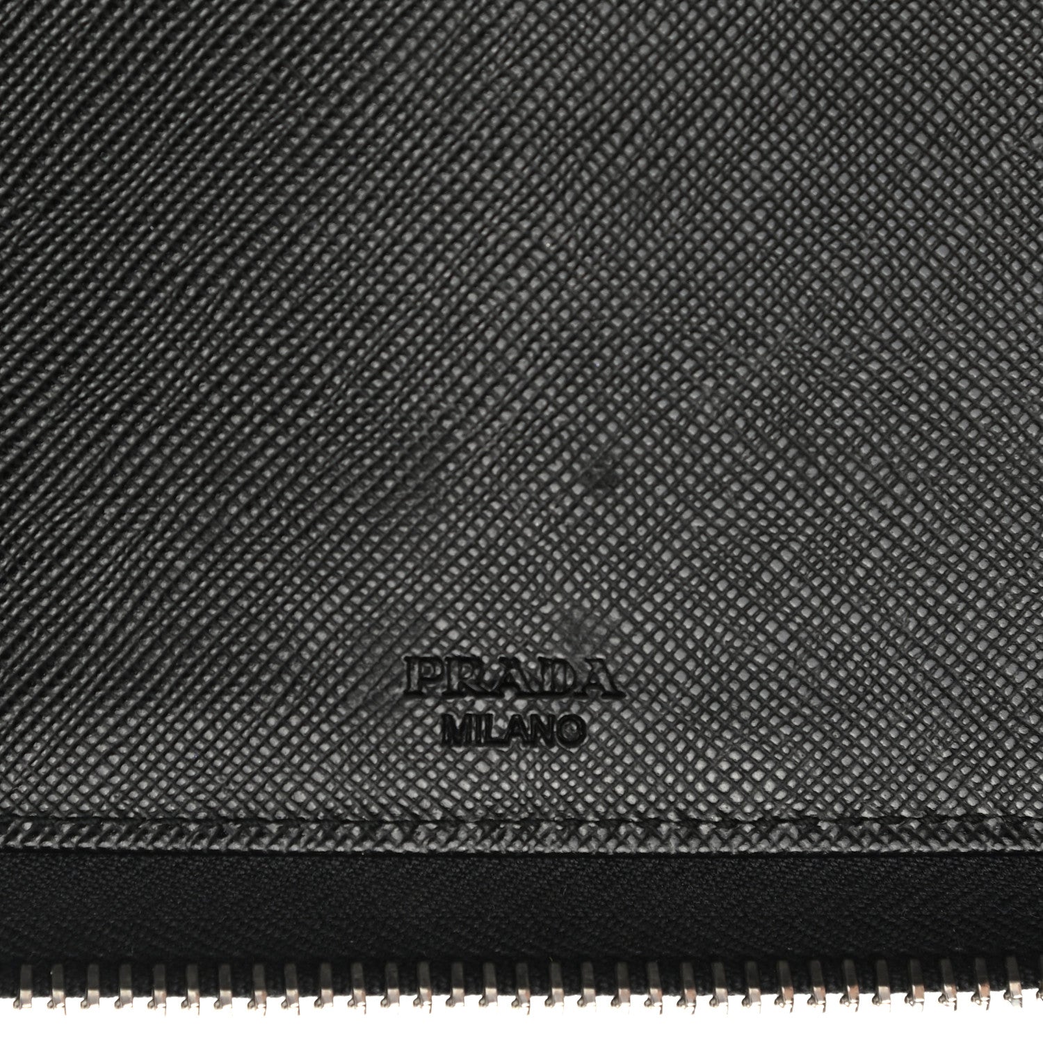 Prada Saffiano Triangle Zip Around Wallet Black 7 of 9